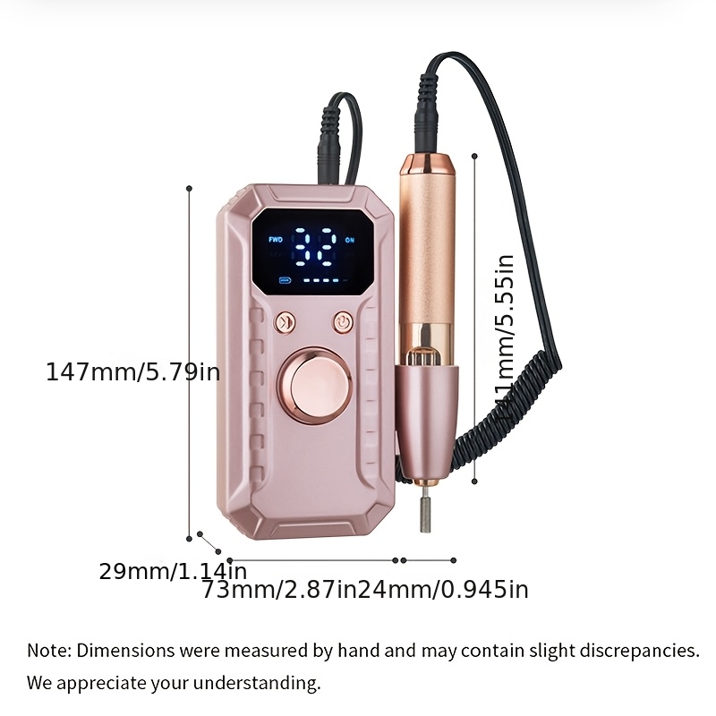 Electric Nail Art Drill with LCD Screen & 32-Level Speed Control