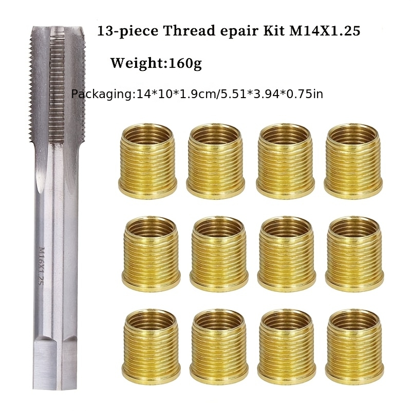 TEMU 13pcs Repair Kit For Spark Plug Thread Holes Of Automobile Engines, M14*1.25 Spark Plugs & Machine Taps. Suitable For Repairing Spark Plug