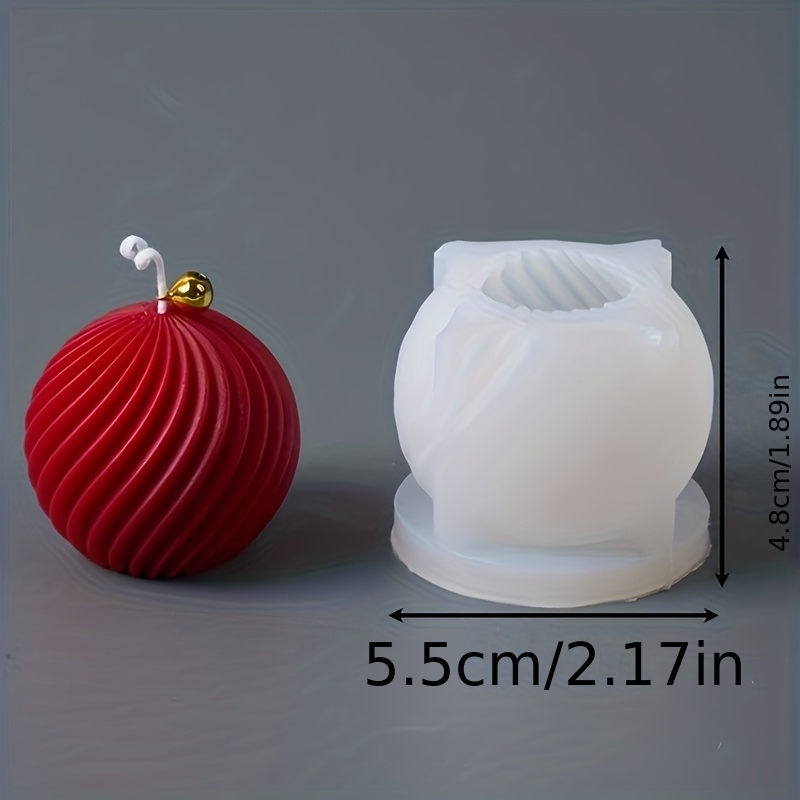 Christmas Ball Silicone Candle Mold Diy Handmade 3d Twist Stripes Scented Candle Soap Mold Xmas Craft Gift Home Decor Supplies