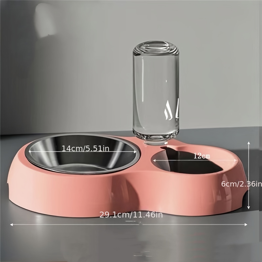 Image of Cat Bowl Dog Pan Bowl Dual Bowl Double Bowl Drinking Cat Anti-slip Cat Pan Kitten Food Bowl Supplies, Without Battery