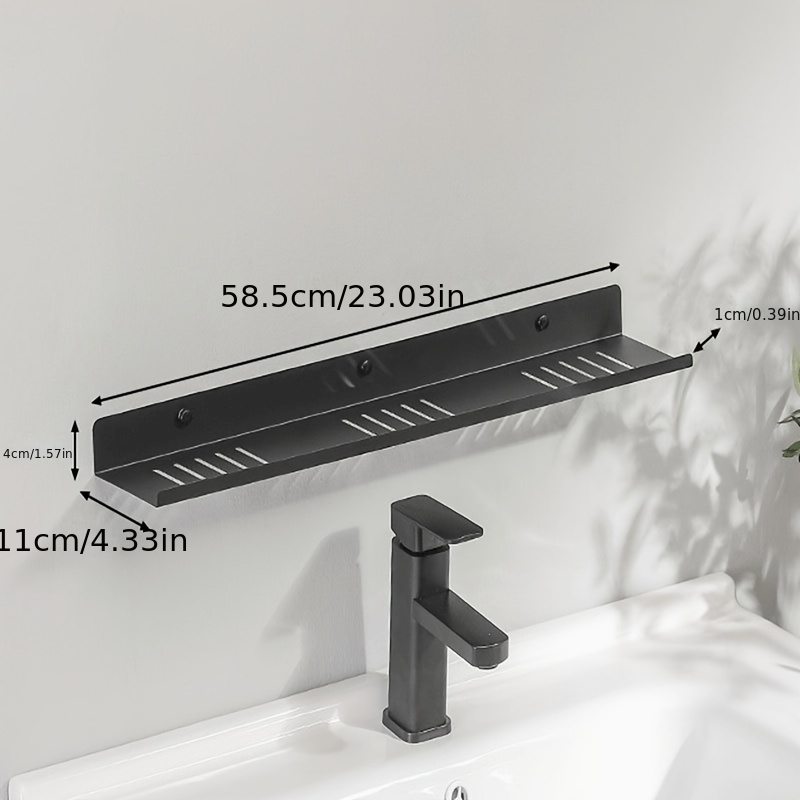 Image of No-drill Sink Storage Rack For Faucets, A Minimalist Shelf For Draining Water In Front Of , Suitable For Bathrooms And Washrooms