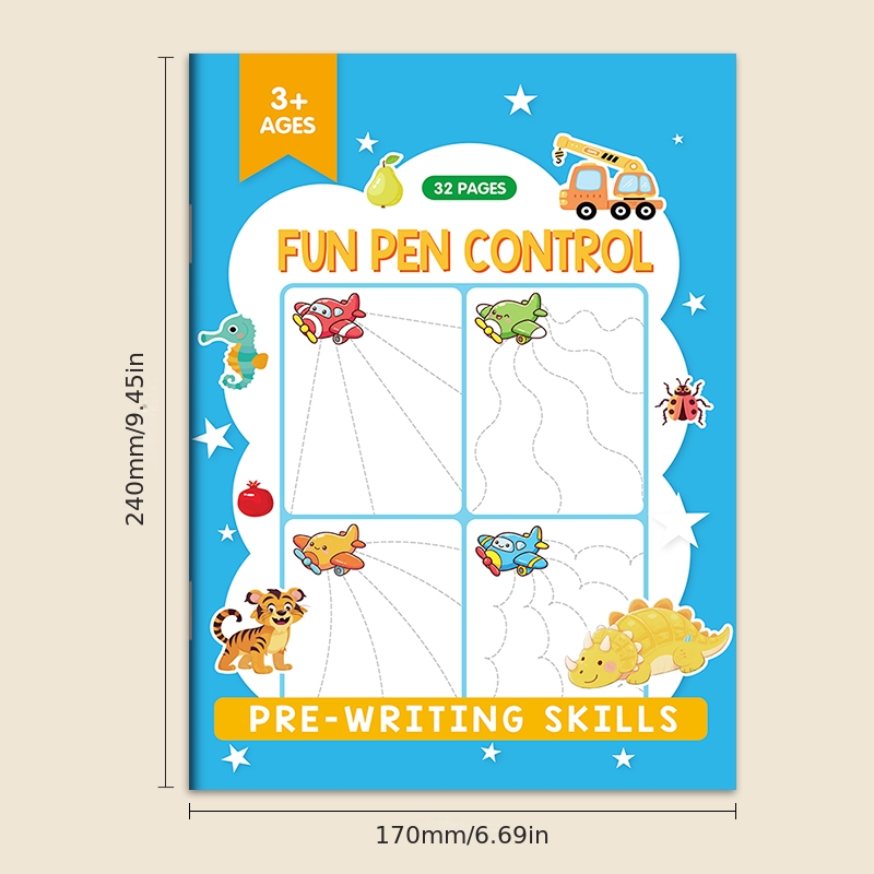 Fun Pencil Control Training Book, Tracing Practice, Handwriting Practice Textbook, Coloring And Tracing Book, , Workbook, Practice Book
