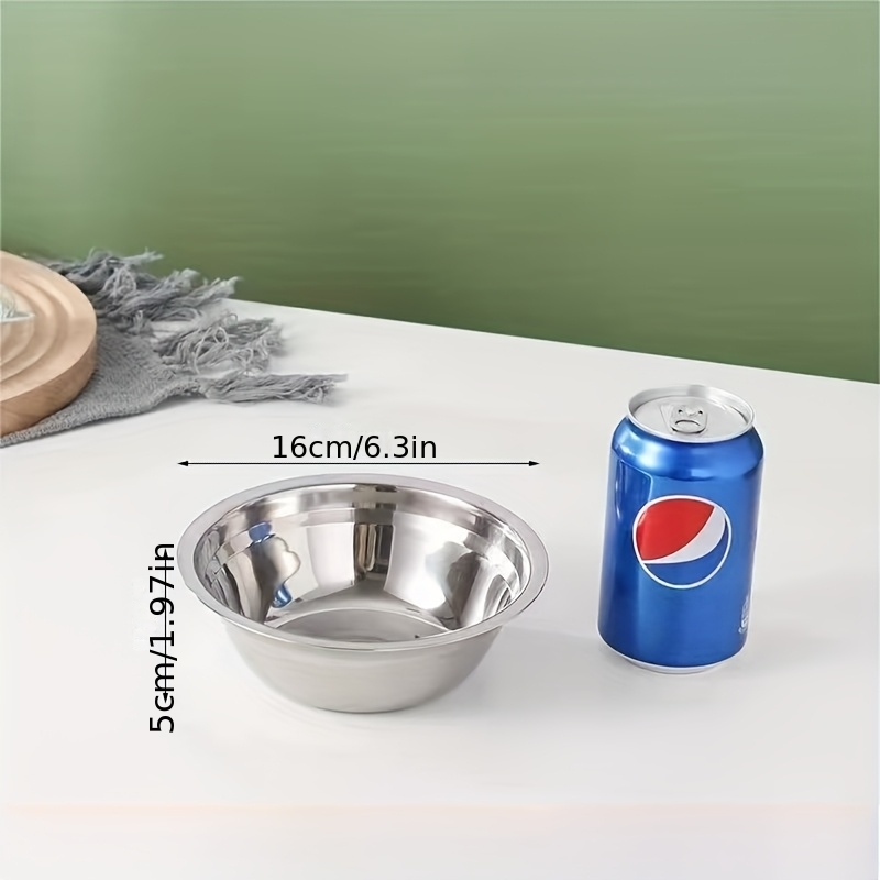 TEMU 1pc Stainless Steel Bowl, Stainless Steel Soup Bowl, Household Noodle Bowl, Canteen Stainless Steel Small Basin, Small Bowl, Vegetable Bowl,
