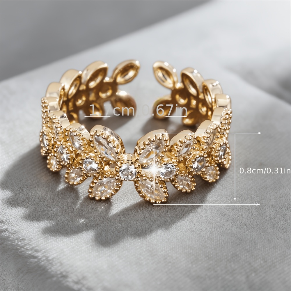 Women's Fashionable Fresh Leaf Open Band Ring, Exquisite Design
