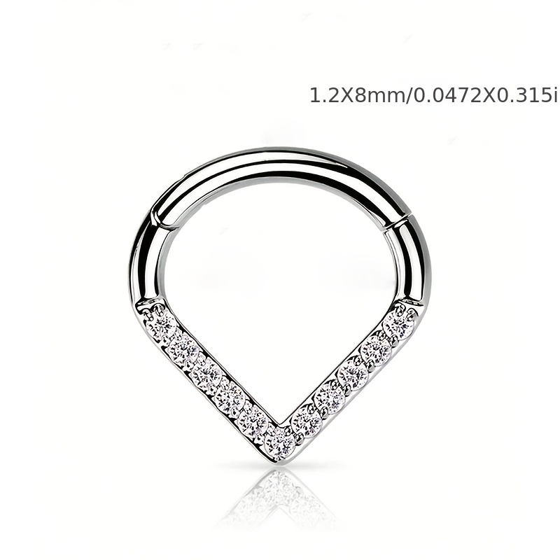 TEMU Anillo Nasal de Septum con Forma de de Agua, con Zirconia de Grado 3A Incorporada, Joyería de Piercing Popular de Acero Inoxidable, Regalo para