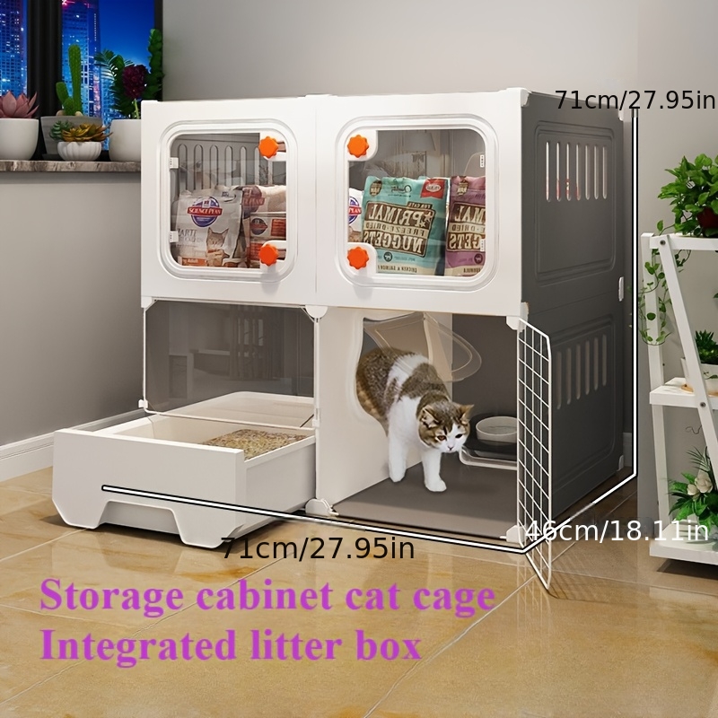 in one integrated cat cage litter box pet villa Temu Australia