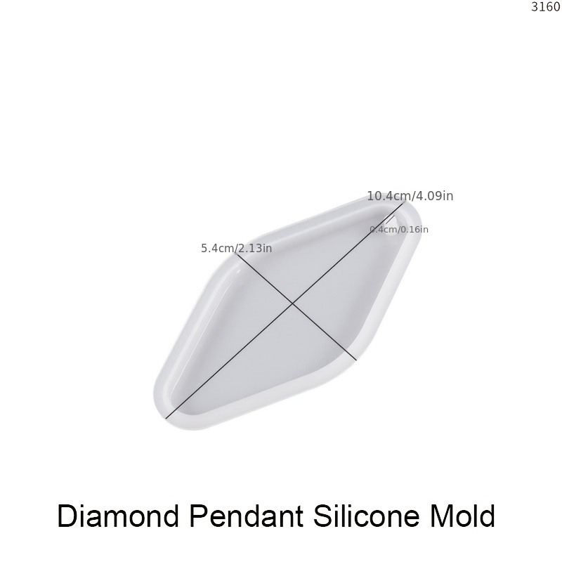 TEMU Resin Silicone Mold Diamond Silicone Mold Rhombus Keychain Charms Epoxy Resin Molds Necklace Bag Tag Casting Molds With Hole For Crafts Making