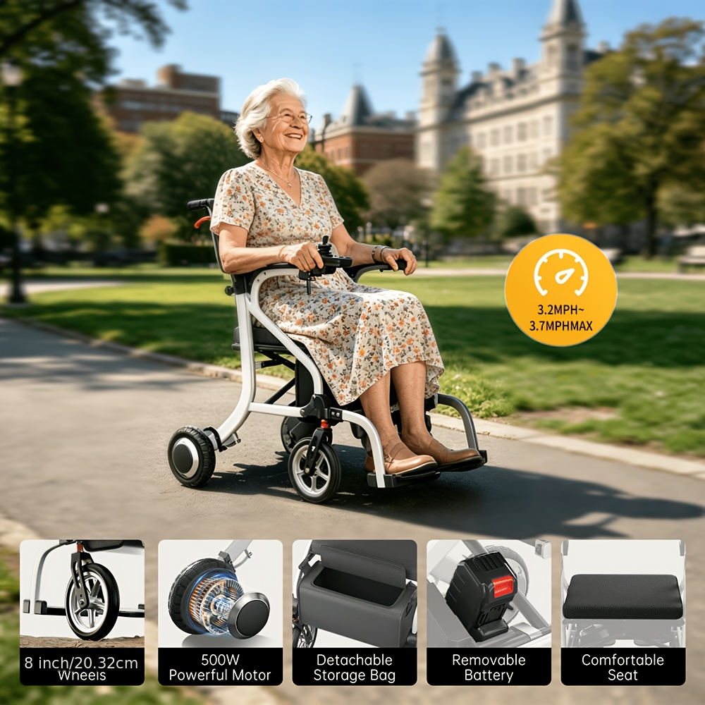has a long range of 20 miles an intelligent electric wheelchair for adults intelligent controller lightweight   folding and     put   high power 500w motor strong climbing force anti   Product details 4