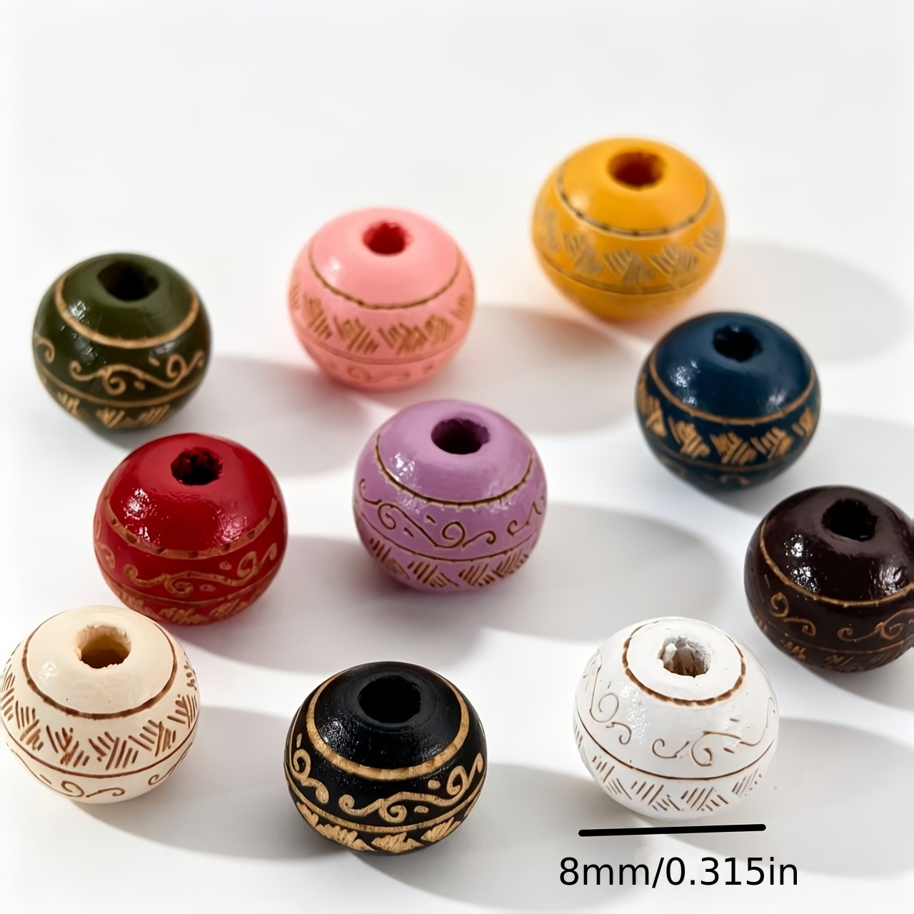 9pcs Large Hole Wooden Barrel Beads for Crafting