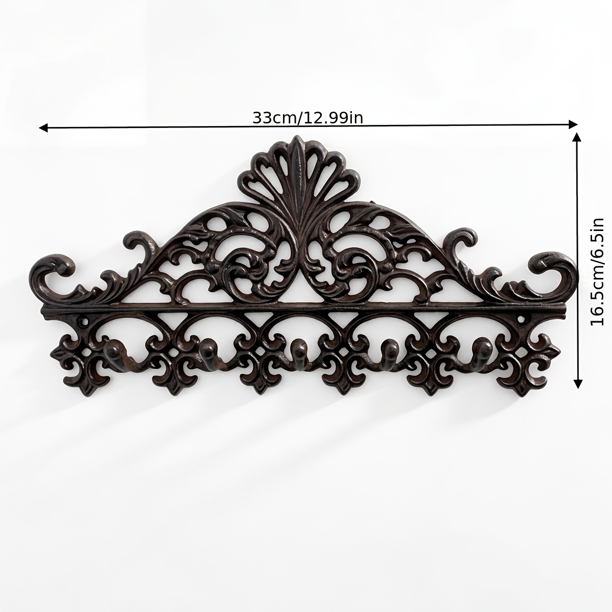 TEMU Vintage Cast Iron Ornate 5-hook Wall Rack, Indoor & Outdoor Entryway Storage Hanger