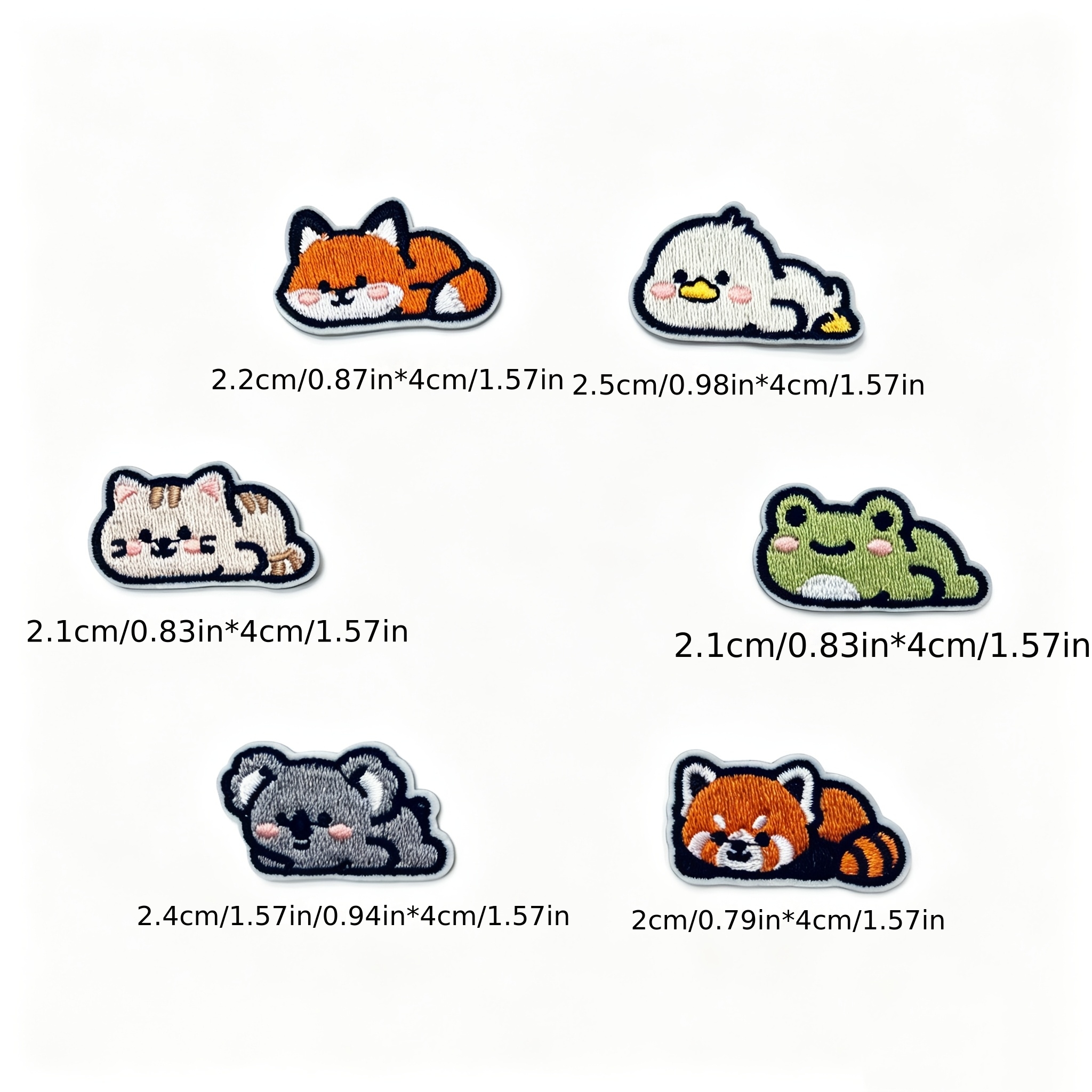 TEMU 6 pièces Patchs de tissu brodés motif animal de dessin animé, ajouts de vêtements, patchs autocollants décoratifs