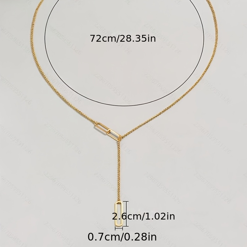 TEMU 18k Golden Plated Stainless Steel Double Ring Long Necklace | Daily Wear And Mardi Gras Day Gifts, Ideal For