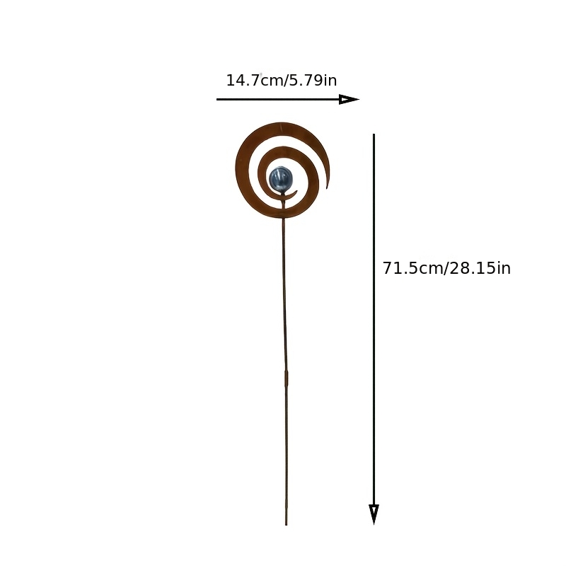 E-shop 【2.5D】 [2.5D] Ein rustfarbenes Vintage-Eisen-Spiral-Gartenornament mit reflektierender Metallkugel für die Gartendekoration im Freien. Es eignet