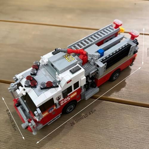 1052-teiliges feuerwehrwagen-rettungsfahrzeug-bausatz, modellbau straßen-simulation ornament, für geburtstagsgeschenke und weihnachtsgeschenke