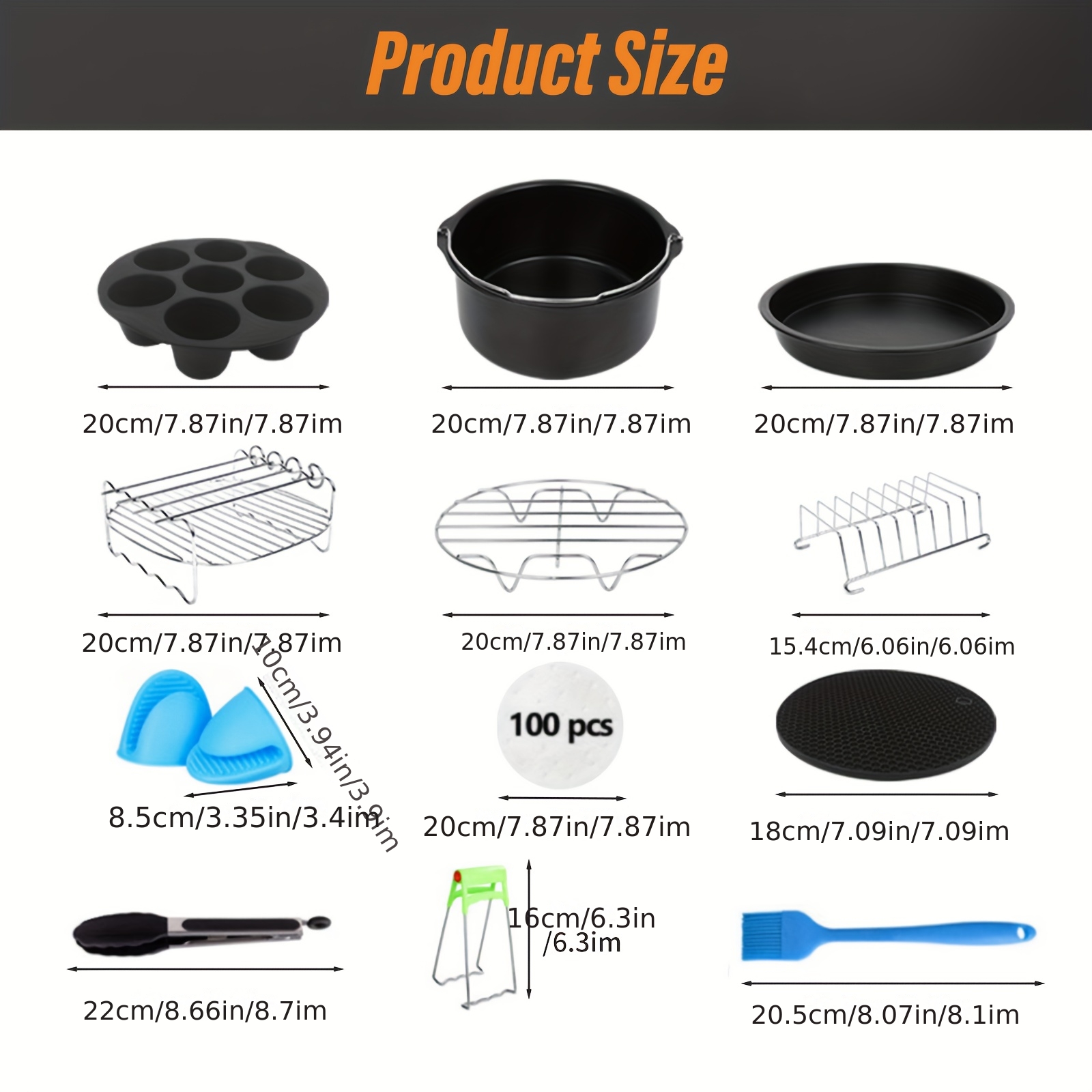 set of additions specifically for air fryers it   a baking basket pizza pan and stainless steel multi layer rack providing   to   expand your cooking space and unlock a   of   Product details 7