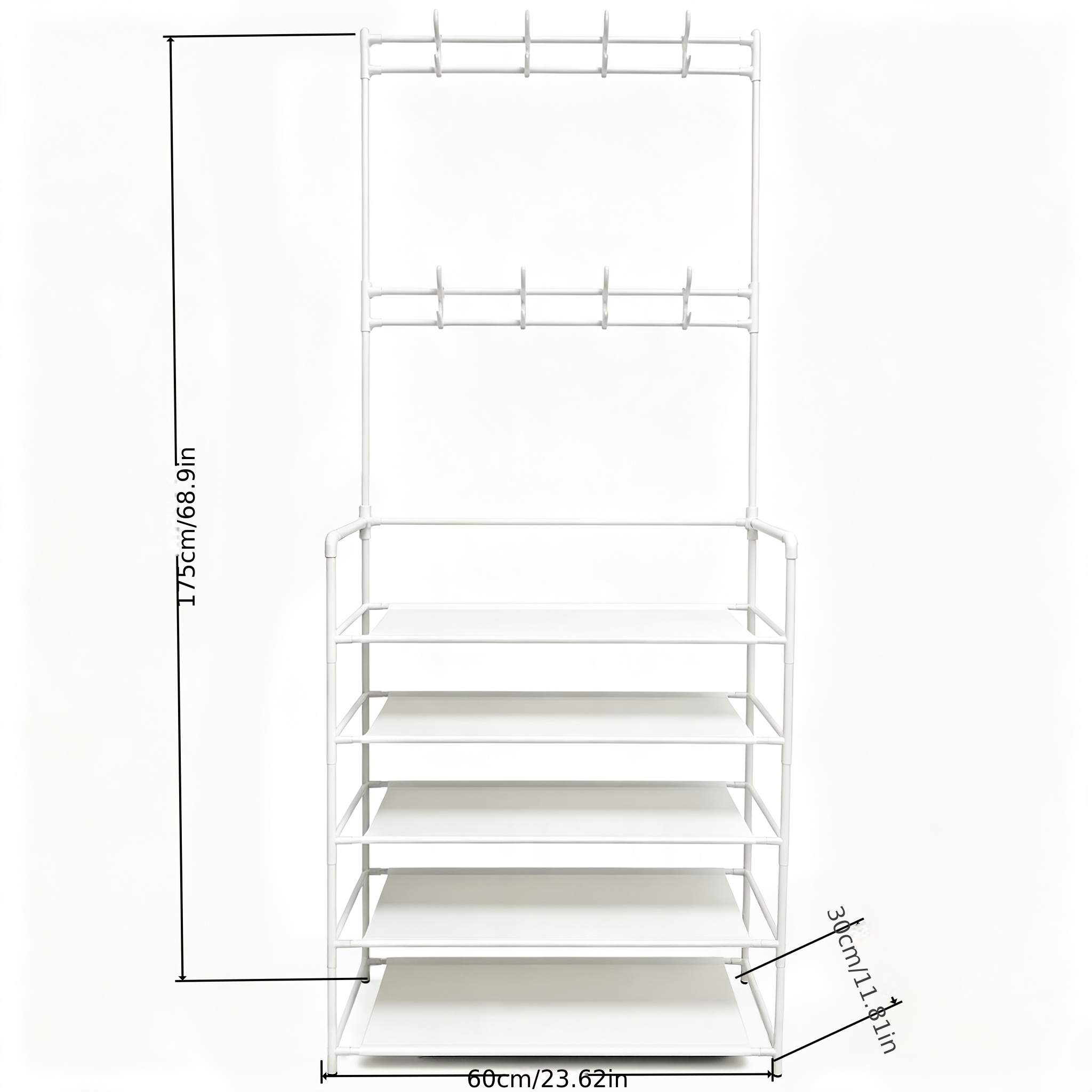TEMU 2026 Western Small Apartment Entryway Storage ! Ultra-narrow Composite Hat Rack, Top Double Rods And 4-tier Fabric Shelves With Side Storage