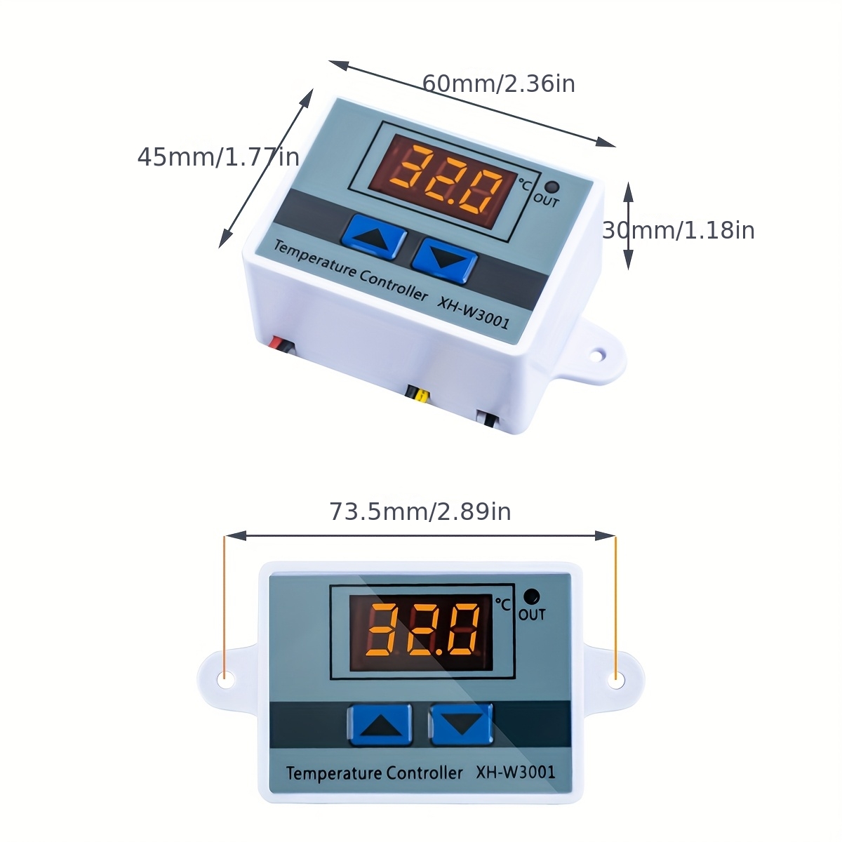 Juego de 4 interruptores de control de temperatura digital XH-W3001, termostato microcomputarizado con sonda NTC, rango de control de -50~110℃, ideal para incubadora, acuario, invernadero, refrigerador y sistemas de calefacción/refrigeración