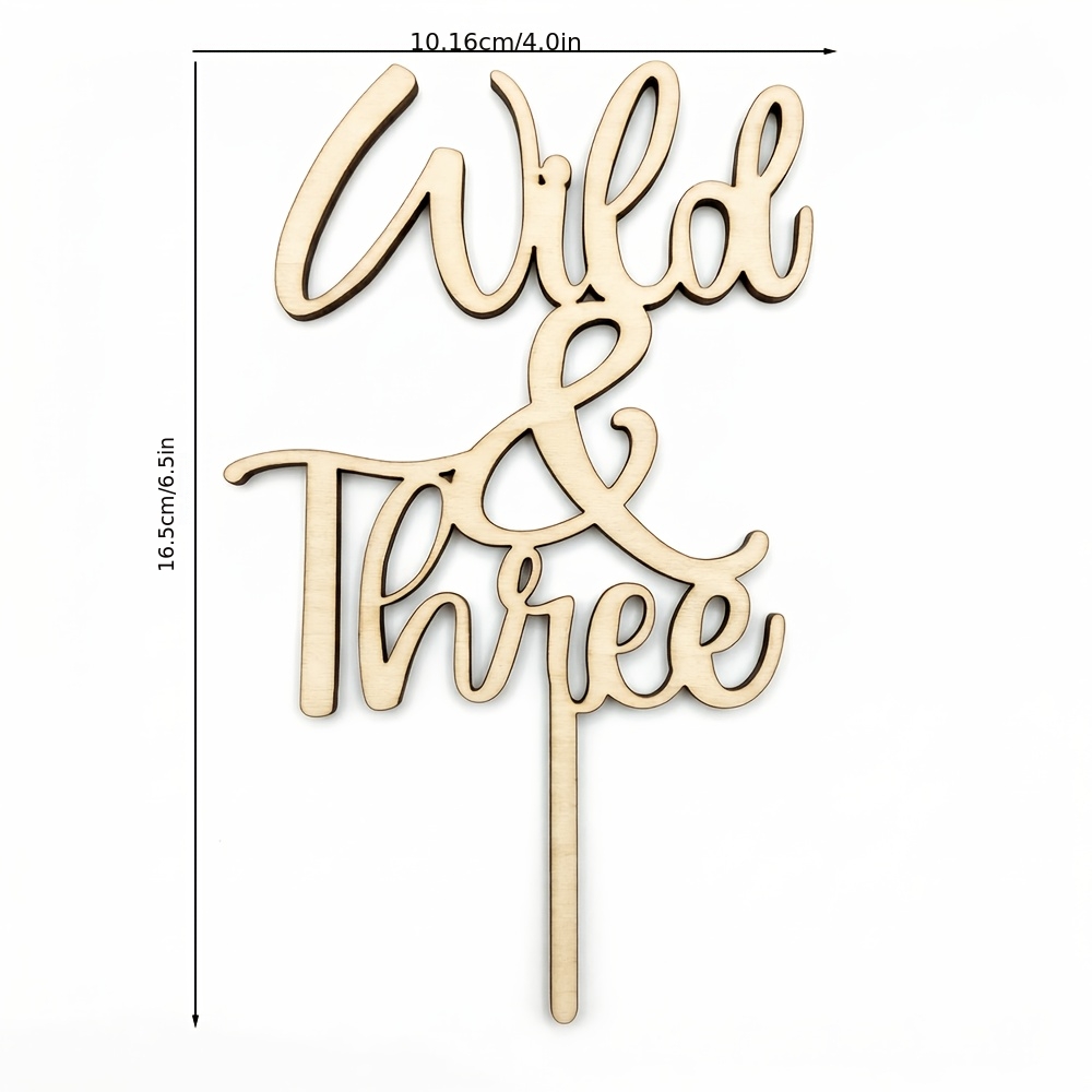 Image of 1pc 3rd Birthday Wooden Cake Topper - 3 3rd Birthday Wooden Decoration For Wild Theme 3rd, Three, 3 Birthday Cake Decoration Party Decoration Party Supplies,halloween, Christmas