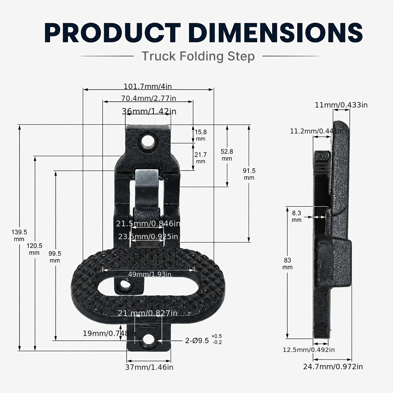 TEMU Folding Anti-slip Step For Work Trucks, Cast E-coated Utility Vehicle Step Pedal, Heavy Duty Foldable For , , Construction Vehicle & Trailer