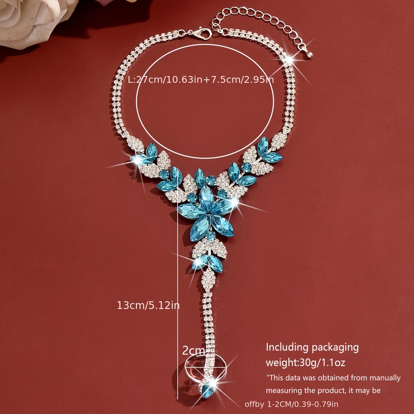 Fashionable Women's Blue Flower Toe-Toe Integrated Chain Anklet