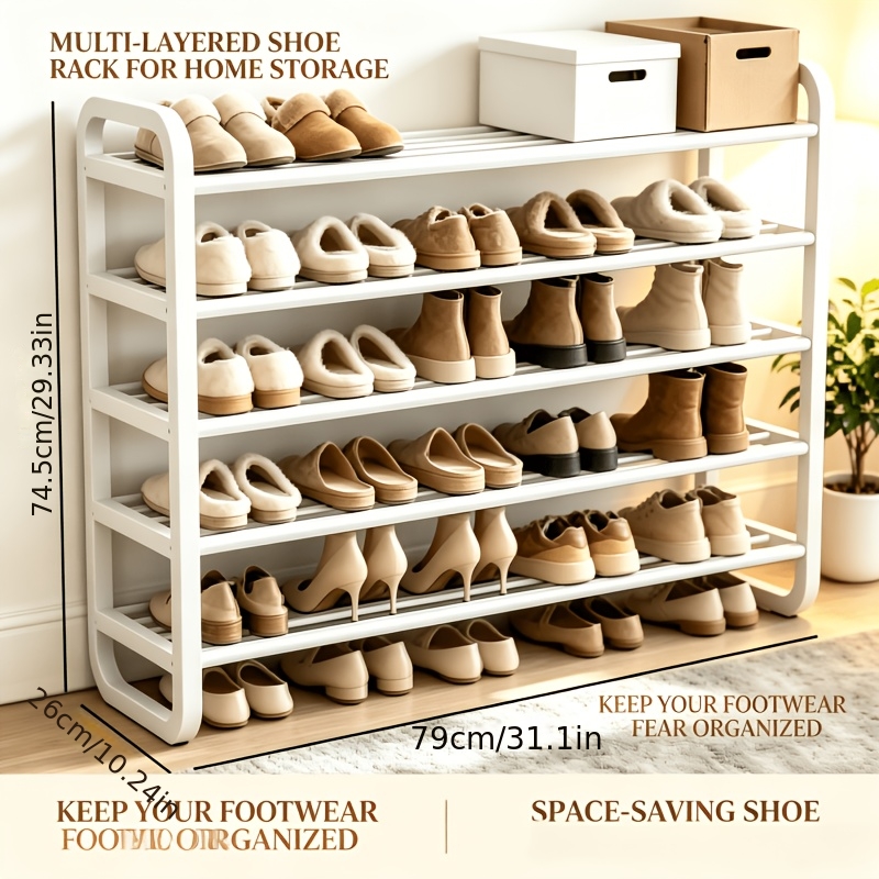 TEMU 5-tier Sr05-75 Shoe Rack, New Reinforced Thickened Shoe Organizer For Men's Shoes And Boots, Large Capacity Thick Pipe Anti-deformation Storage