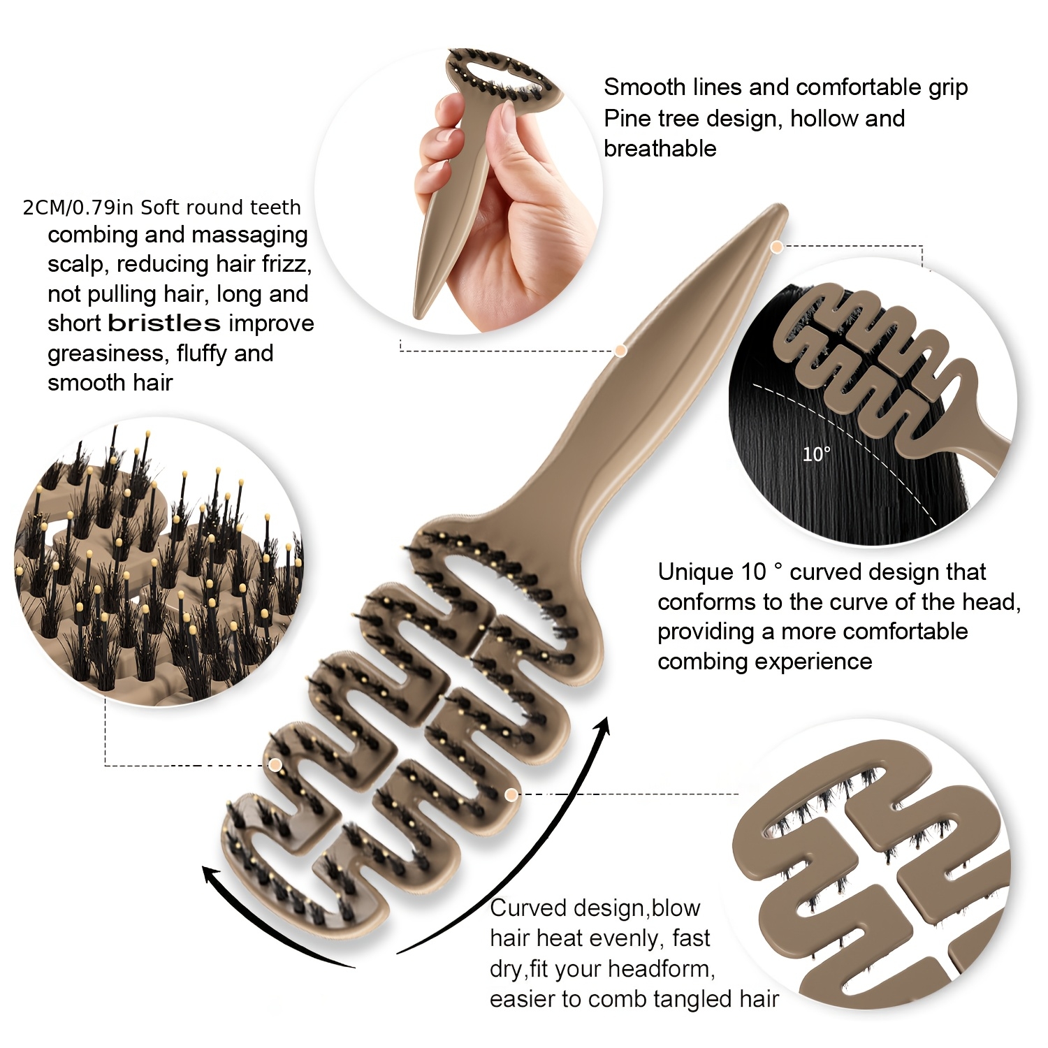 顺发梳——防静电，助造型按摩，造型梳——松塔梳 商品详情 3