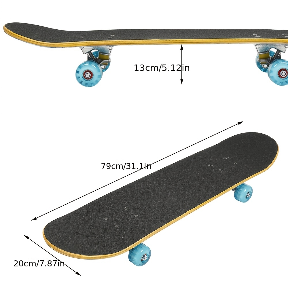TEMU Full-size Maple Longboard Skateboard Suitable For Teenagers & Adults, Silent Operation With , 1pc Complete Board For Street Skateboarding,
