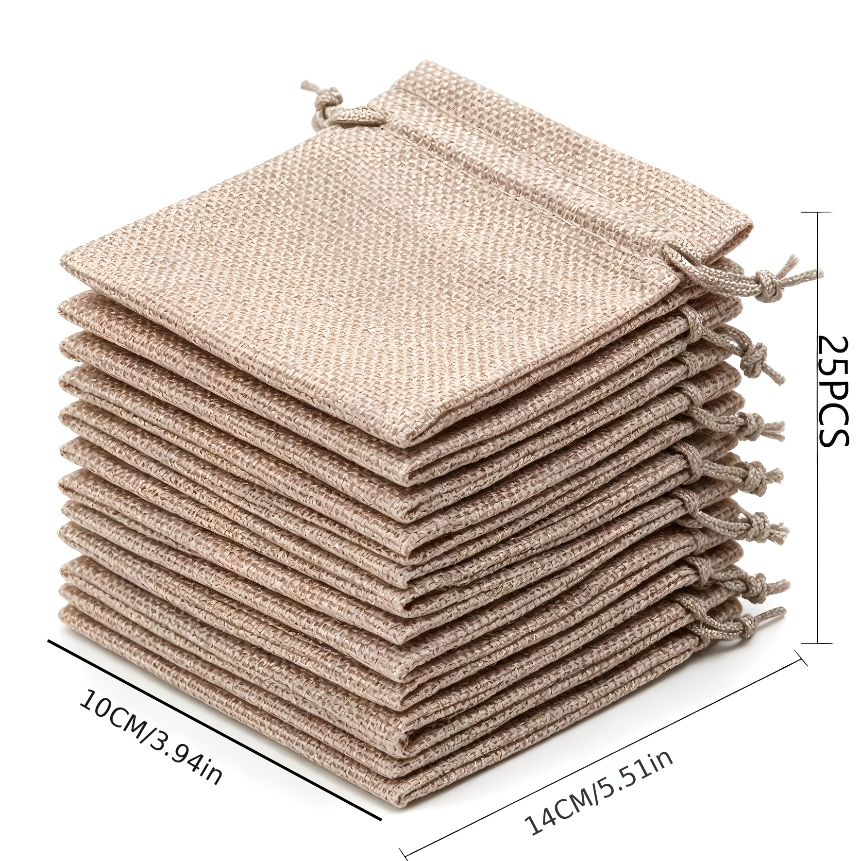 TEMU 25pcs Sac à Cordon en Lin Cadeau Sac de Rangement Fournitures de Fête de Mariage d'Anniversaire Sac de Rangement Maison Sac de Décoration Sac de