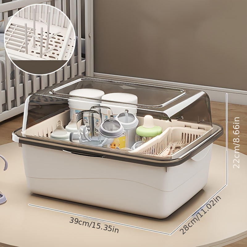 Large Capacity Baby Bottle Organizer with Drainage and Dustproof Drying Rack, Durable Plastic Cup Holder, Space-Saving Storage Shelf, Suitable for Kids Room, Kitchen, Bathroom, Perfect Christmas Gift, Best for Christmas