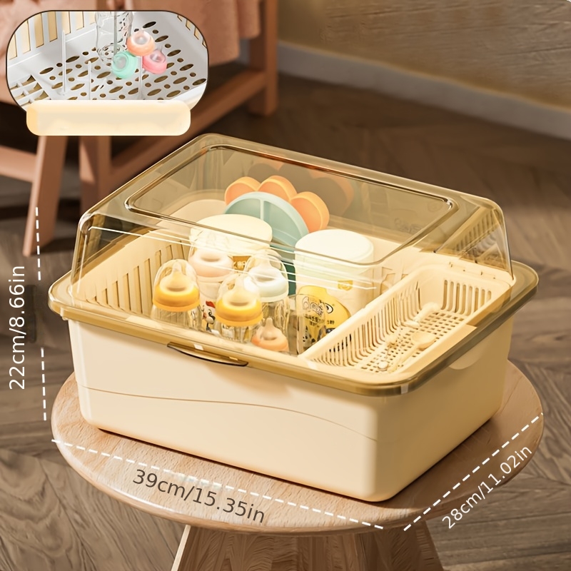 Large Capacity Baby Bottle Organizer with Drainage and Dustproof Drying Rack, Durable Plastic Cup Holder, Space-Saving Storage Shelf, Suitable for Kids Room, Kitchen, Bathroom, Perfect Christmas Gift, Best for Christmas