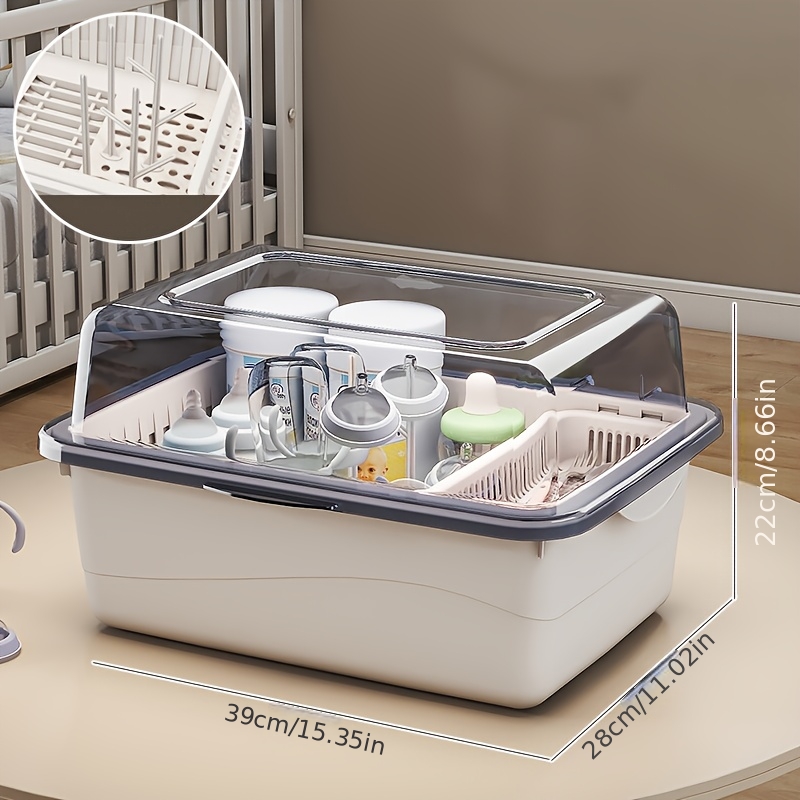 Large Capacity Baby Bottle Organizer with Drainage and Dustproof Drying Rack, Durable Plastic Cup Holder, Space-Saving Storage Shelf, Suitable for Kids Room, Kitchen, Bathroom, Perfect Christmas Gift, Best for Christmas