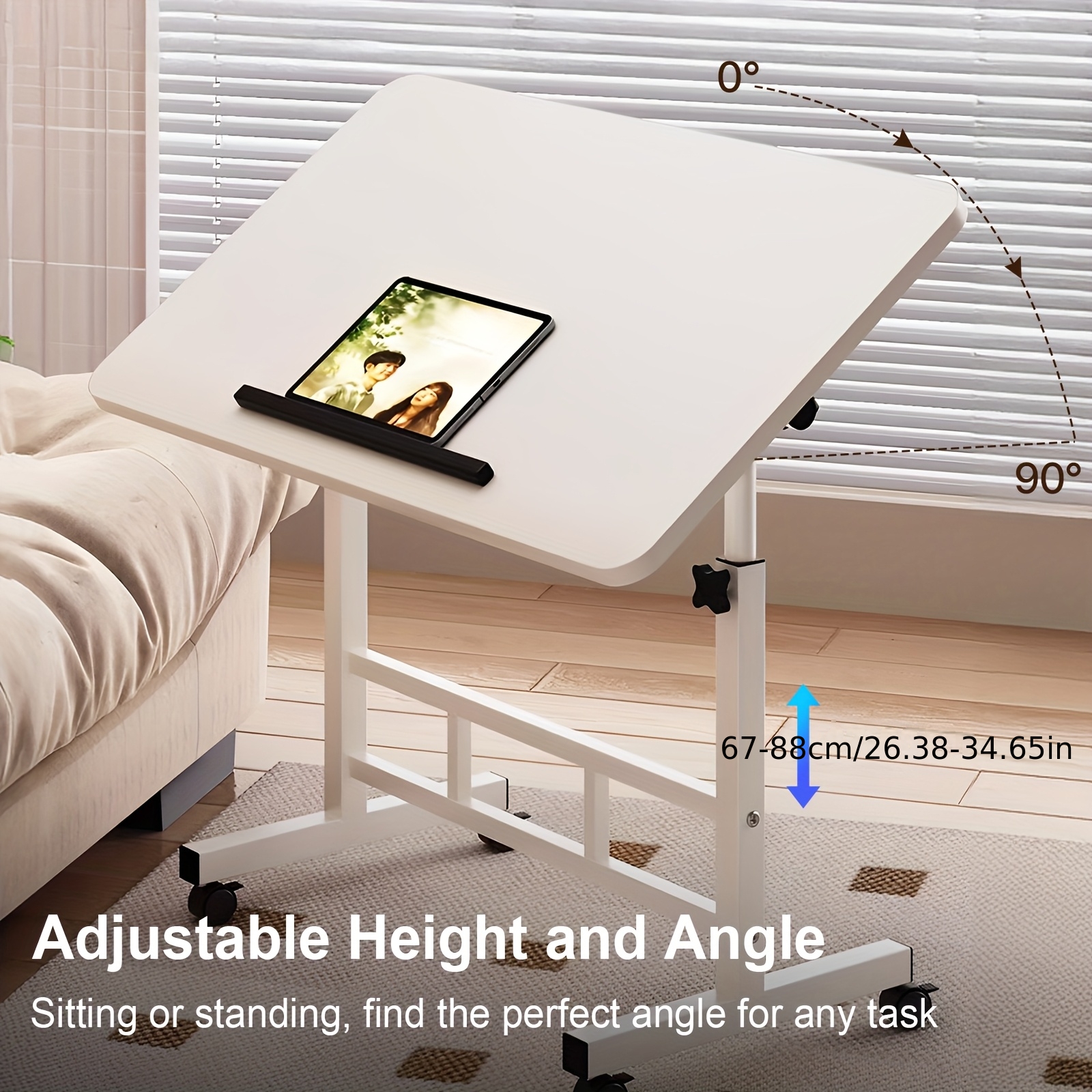 Ergonomic Adjustable Height 23.6"-35" And Angle 0°-90° Standing Desk, Space- Computer Desk, Flexible And Movable, Durable And Easy To Assemble, Spacious Folding Table For Home Office, Sofa