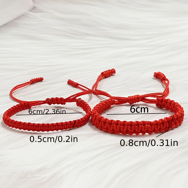 Red and Black Adjustable Friendship Bracelet, Couple Style