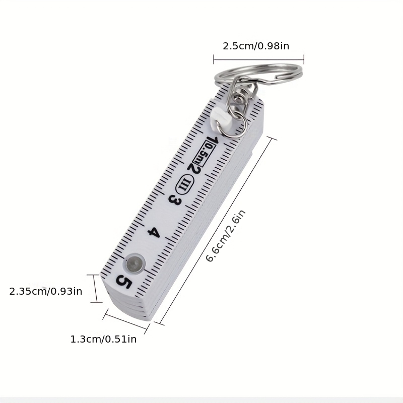 Image of 1pc Multifunctional Abs Plastic Folding Ruler, 50cm/19.69in, 10-fold With Keychain, Compact And Portable, Folding Ruler Drawing Tool, Student Measuring Ruler