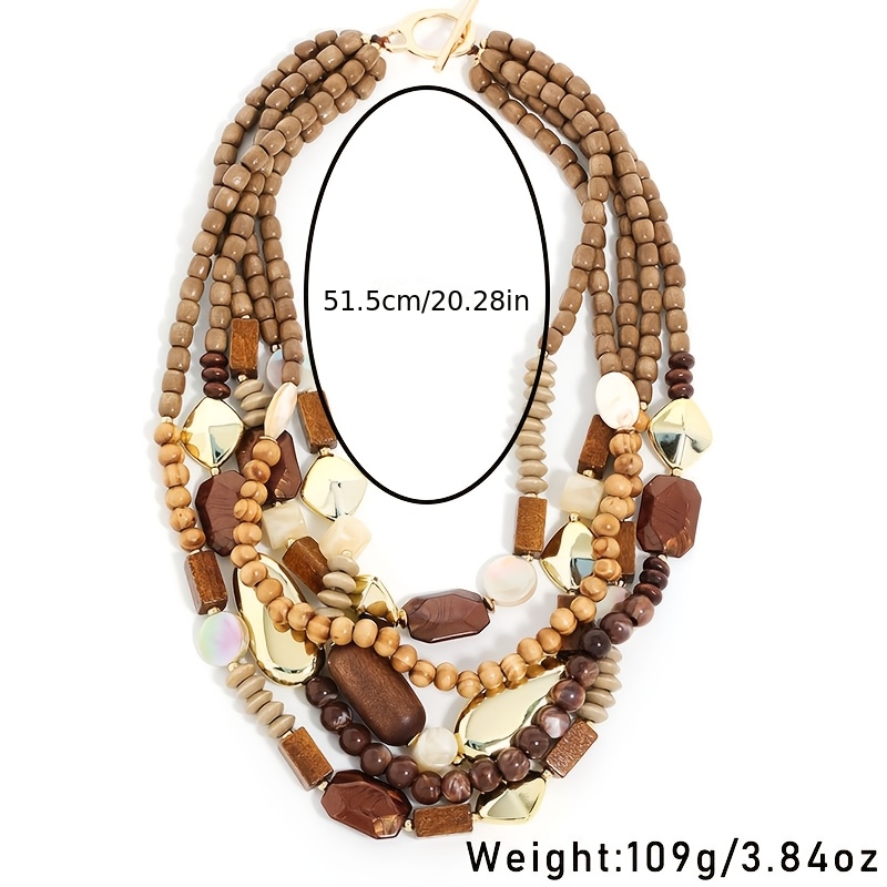 Elegant Multi-Layer Stacking Necklace with Mixed Materials