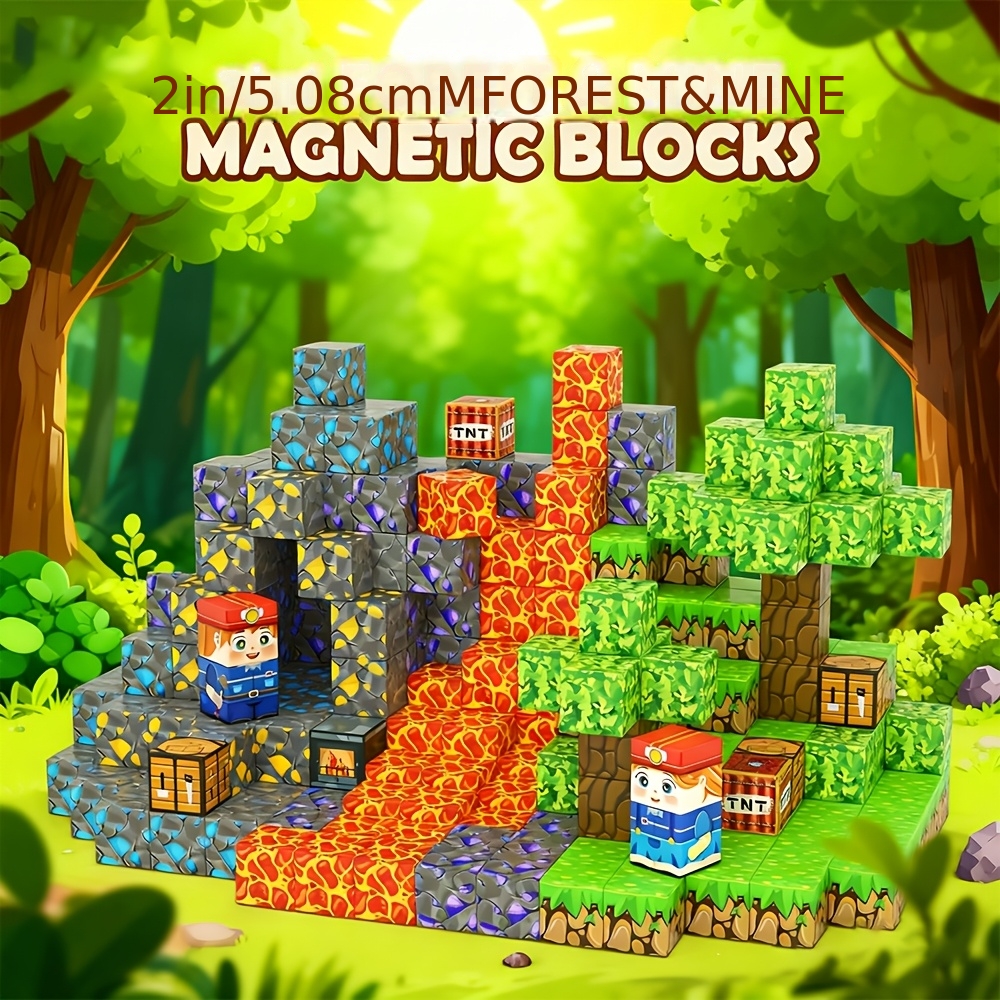 Cave Miner Rock Obsidian Magnetic Blocks, Educational Sensory Toy