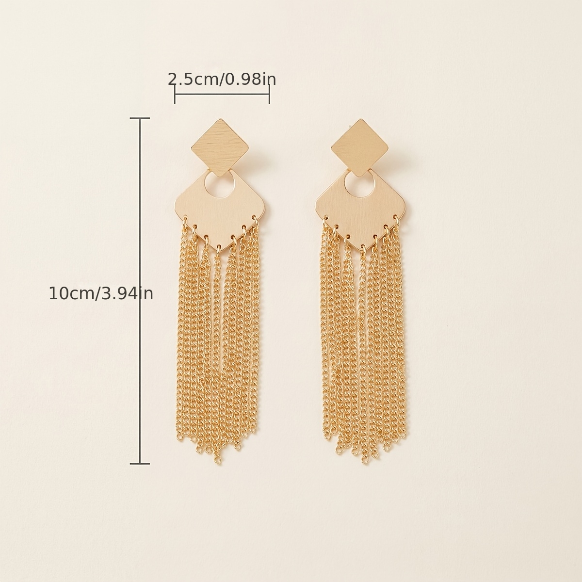 Women's Draped Geometric Multi-Layer Tassel Earrings, Retro Style