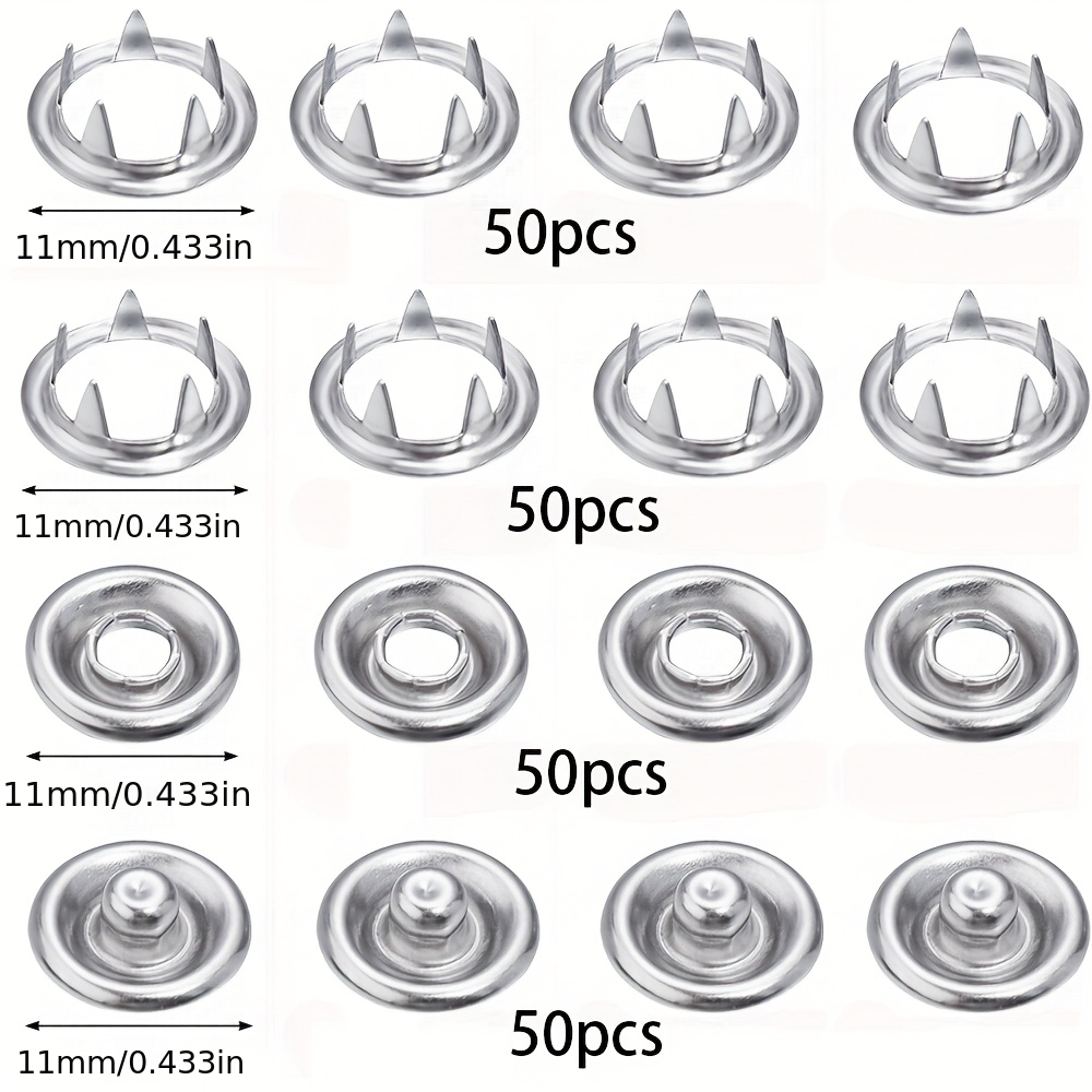 200pcs/pack 304 Stainless Steel 4pcs Set Button Diameter . 9.5mm Handmade Jewelry Making Additions