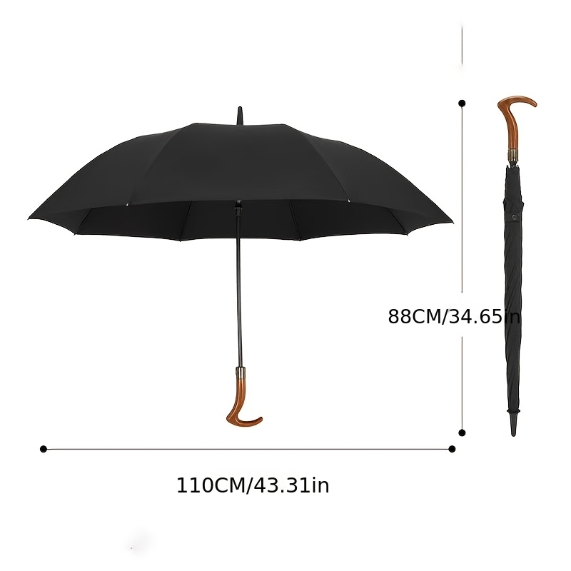 1pc Classic Black Business Umbrella, Comfortable Curved Handle Cane Umbrella, Elegant Choice for Workplace And Outdoors