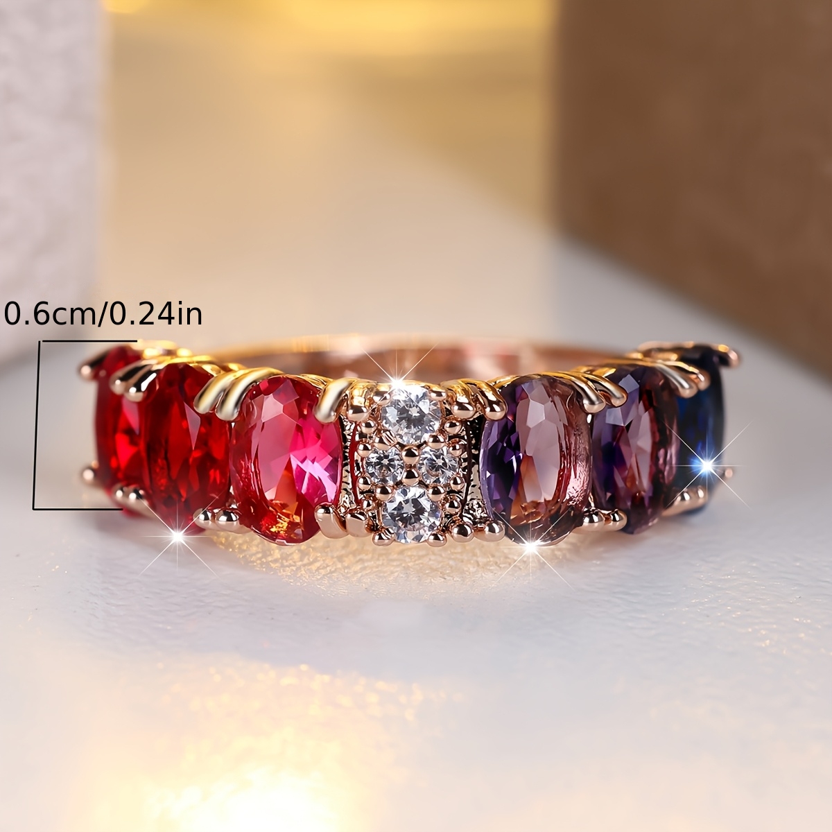 Oval Synthetic Zirconia Ring, Elegant Classic Design