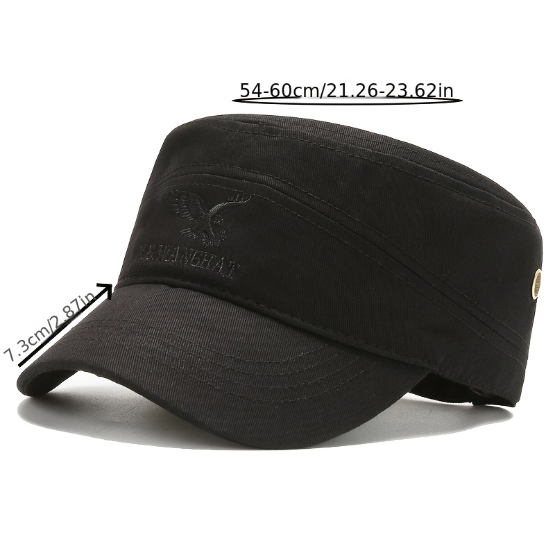 Flying Eagle Embroidered Flat Top Cap for Men