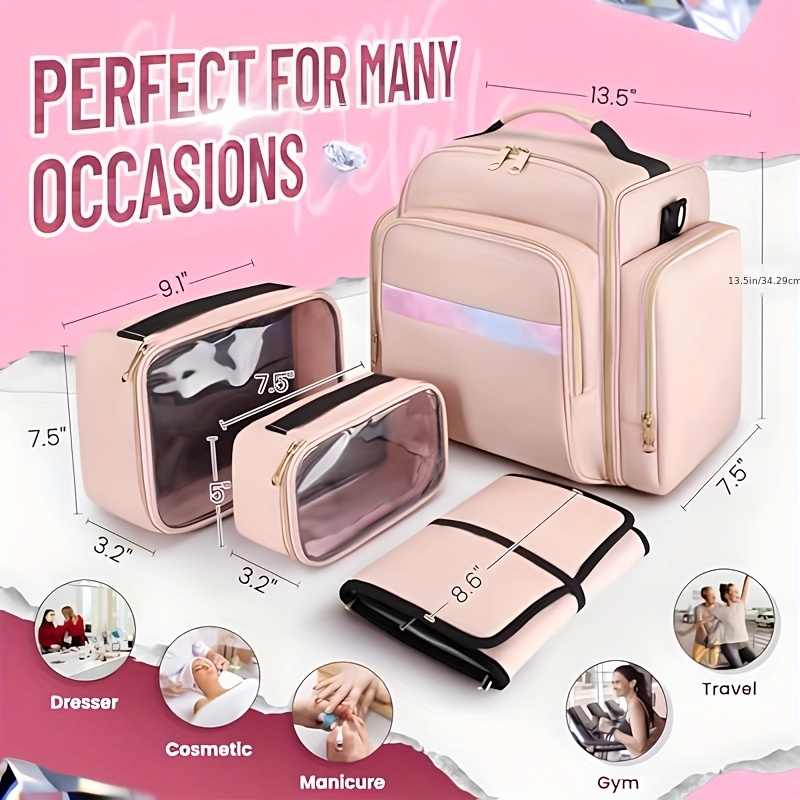 awesome Makeup Bag Cosmetic Bag Organizer with 4 Inner Removable Pouches And 1 Jewelry Roll Multifunctional Travel Makeup Case 6 awesome Makeup Bag Cosmetic Bag Organizer with 4 Inner Removable Pouches And 1 Jewelry Roll Multifunctional Travel Makeup Case - Image 6