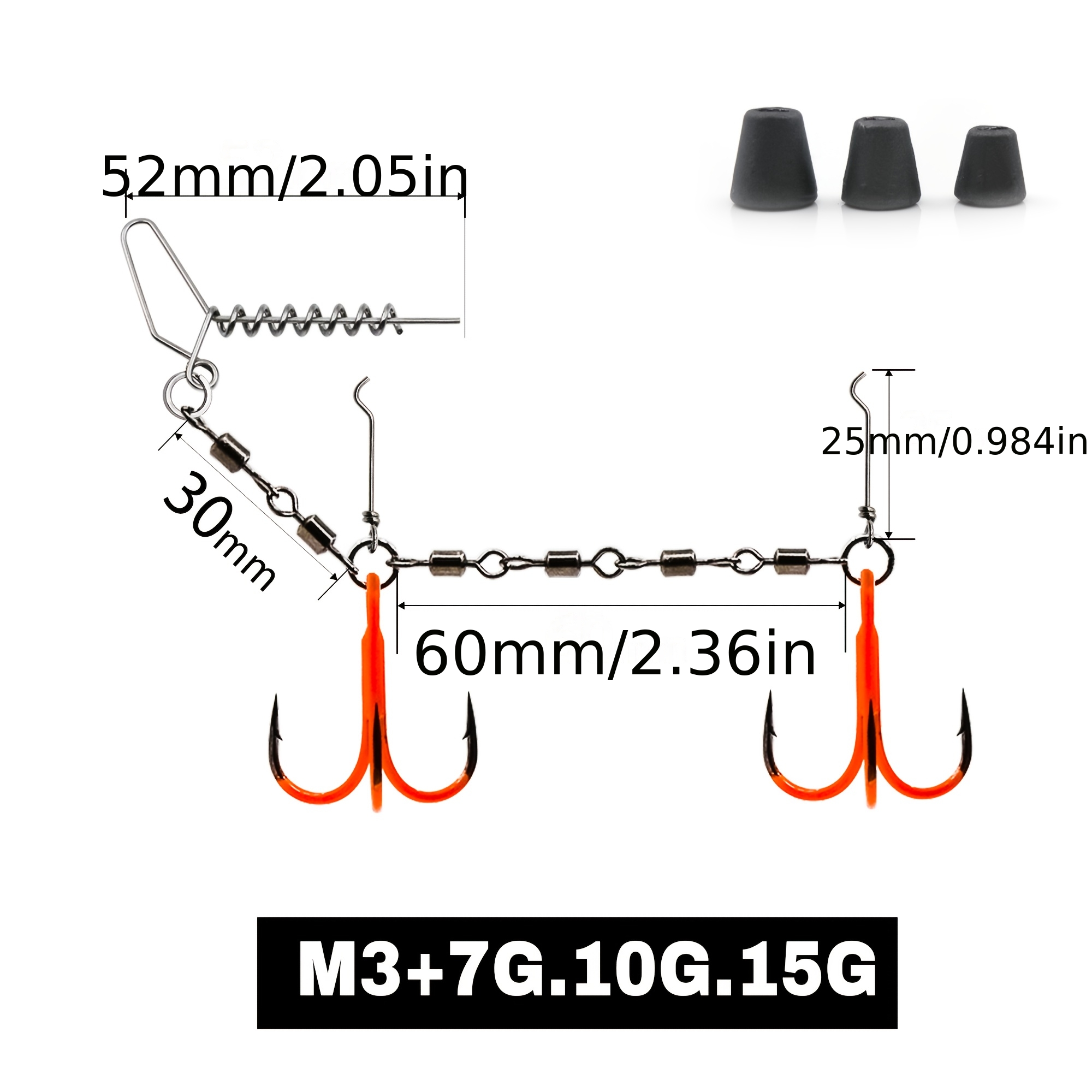 E-shop 9KM Multi-Depth Rolling Swivel Flame Rig Uv-Active Angelhaken mit Blei, Soft Bait Swimbait