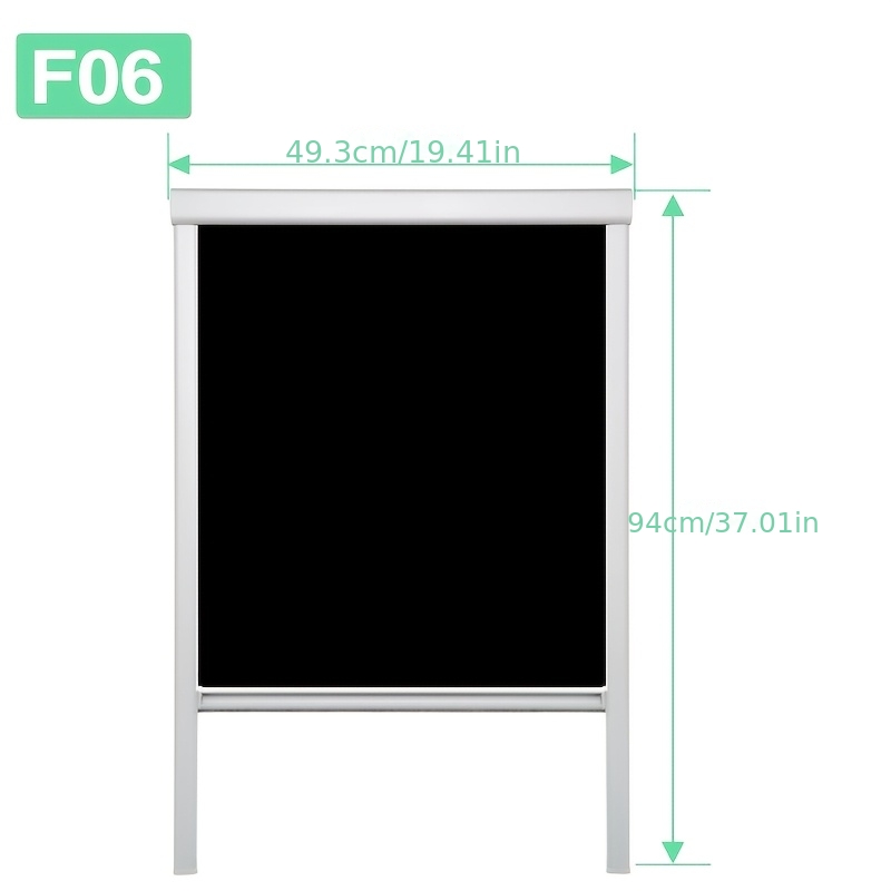 49.3 * 94 Cm Blackout Roller Blind, Skylight Roller Blind (drilling Required), F06 Model Curtain, Heat Insulation And Sunshade, Aluminum Frame, Black/gray