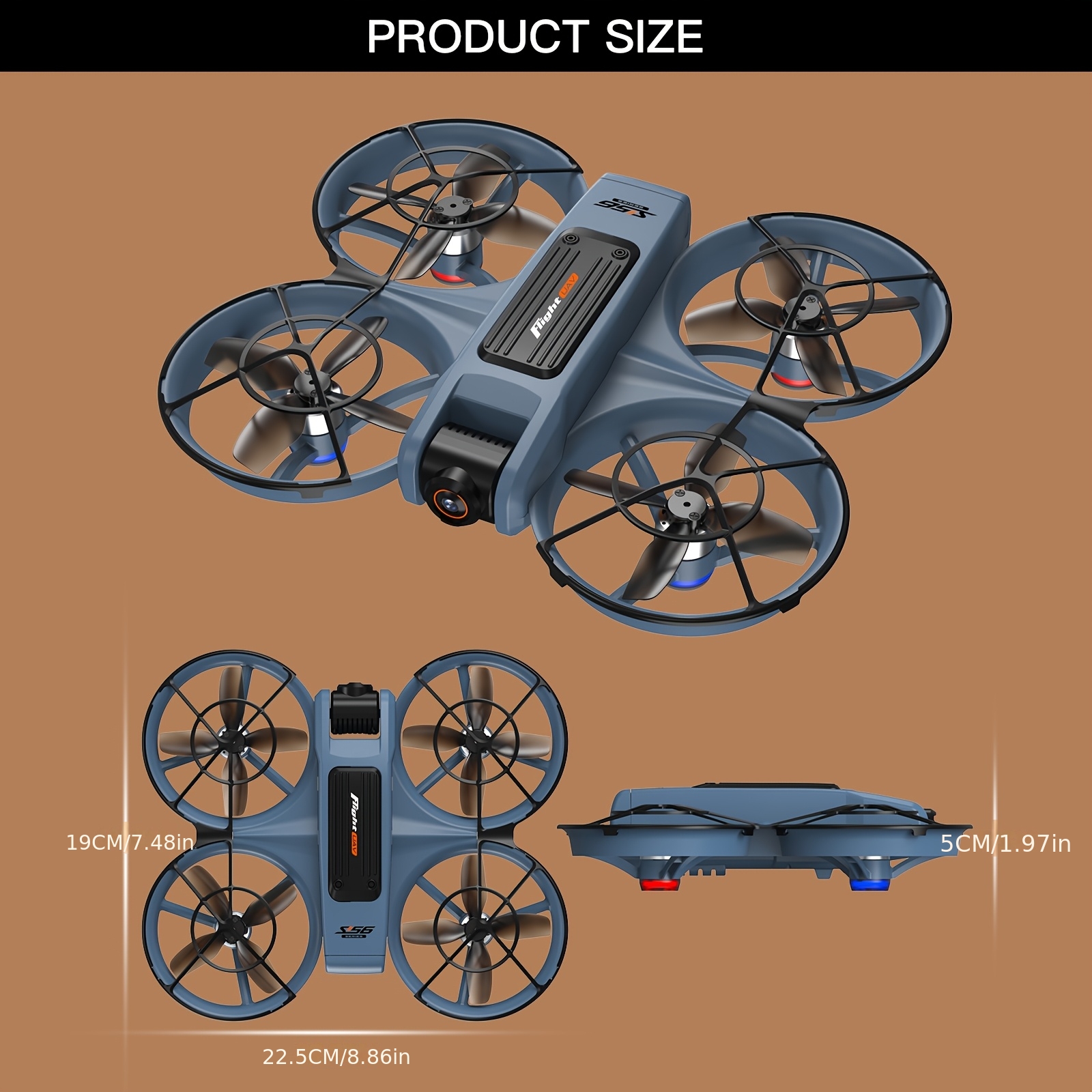Brushless Wind Resistant Drone with Dual Lens
