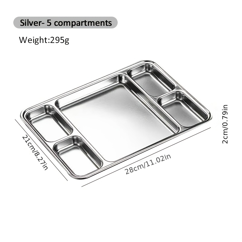 TEMU Tiered Trays & Platters, 304 Stainless Steel Korean Bbq Grill Plate With Dividers | Multi-compartment Serving Platter For Sauces & Snacks |