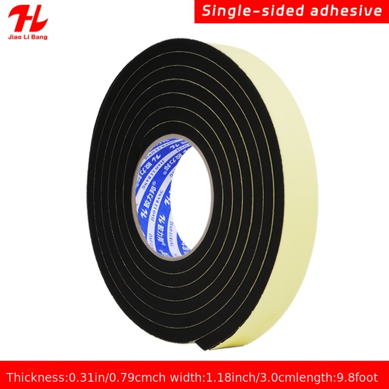 TEMU Strong Single-sided Self-adhesive Black Eva Sponge Foam Cushioning Tape For Door , Window Sealing And Soundproof Draft Stopper