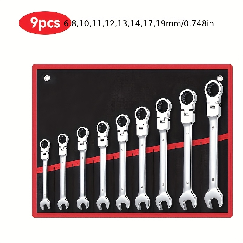 Image of 7 9 14pcs Ratchet Socket Set 72-tooth 180° Flexible Head Chrome-vanadium Steel For Rust Resistance And Durability Includes Fabric Storage Bag Suitable For Automotive/home Diy Repairs