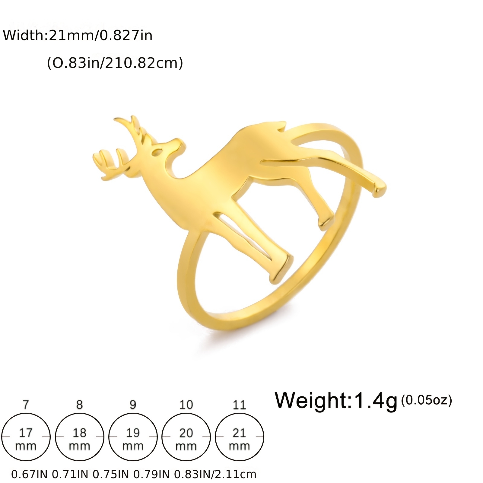 Deer Couple Closed Ring, Cute Design for Everyday Wear