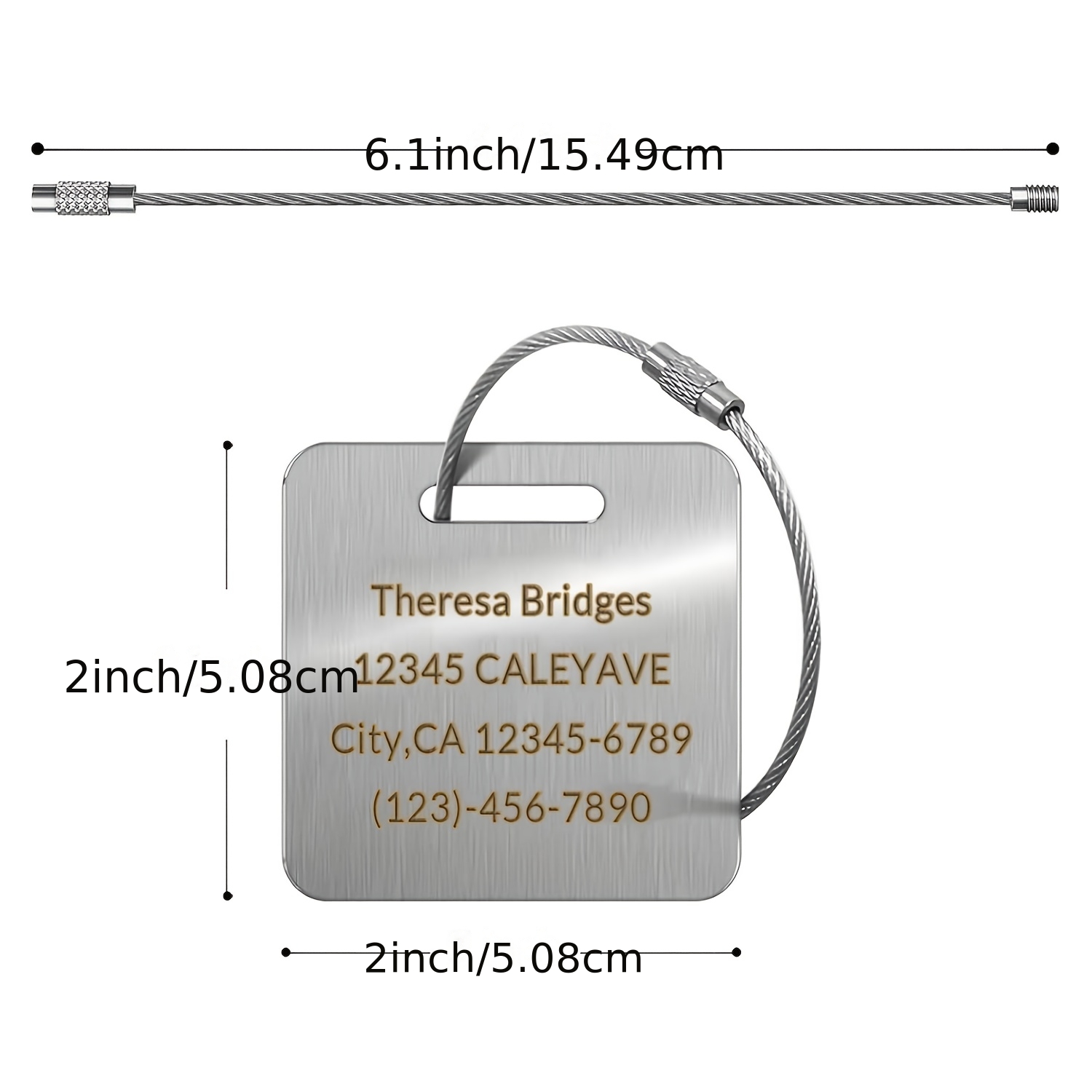Custom Engraved Stainless Steel Luggage Tag Personalized